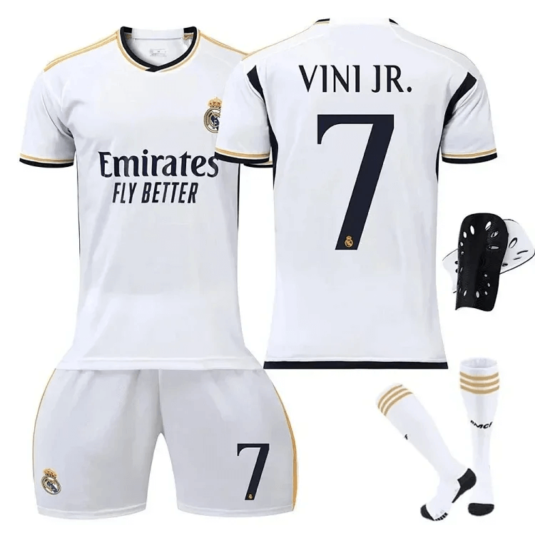2024/25 Real Madrid home jersey for kids, with Ronaldo, Vini Jr, Mbappé numbers, men's & women's training set