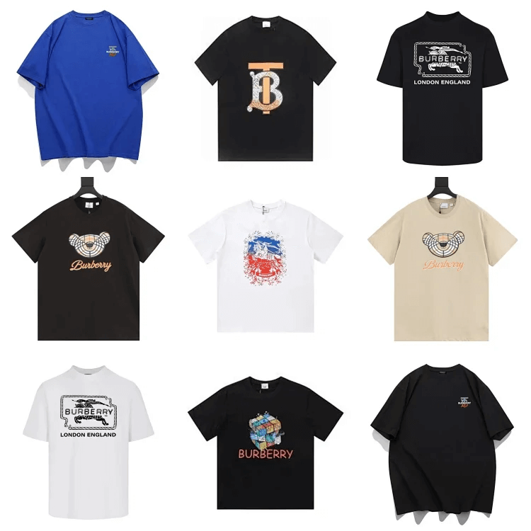2025 new Burberry round neck short sleeve T-shirt, simple letter print LOGO, double shrink flat cotton
