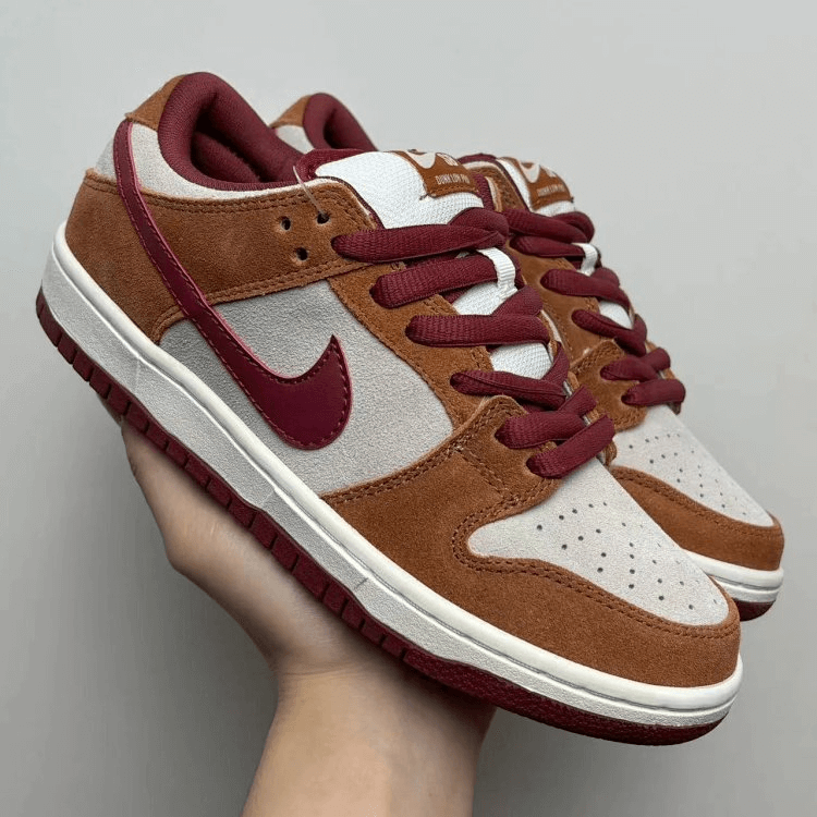 Nike Dunk Low Grey Brown Maroon Shoes