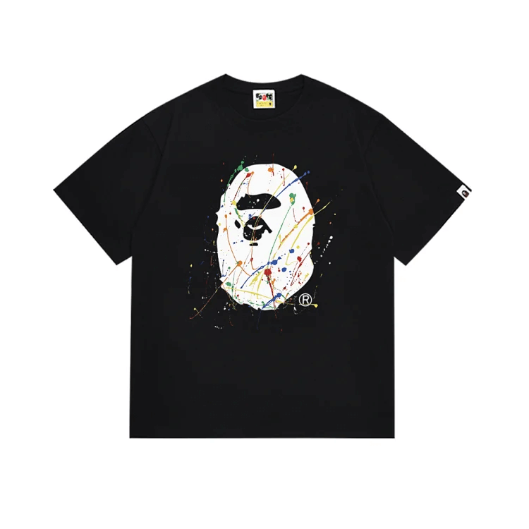 BAPE Splatter Paint Ape Head Tee Black T-Shirts
