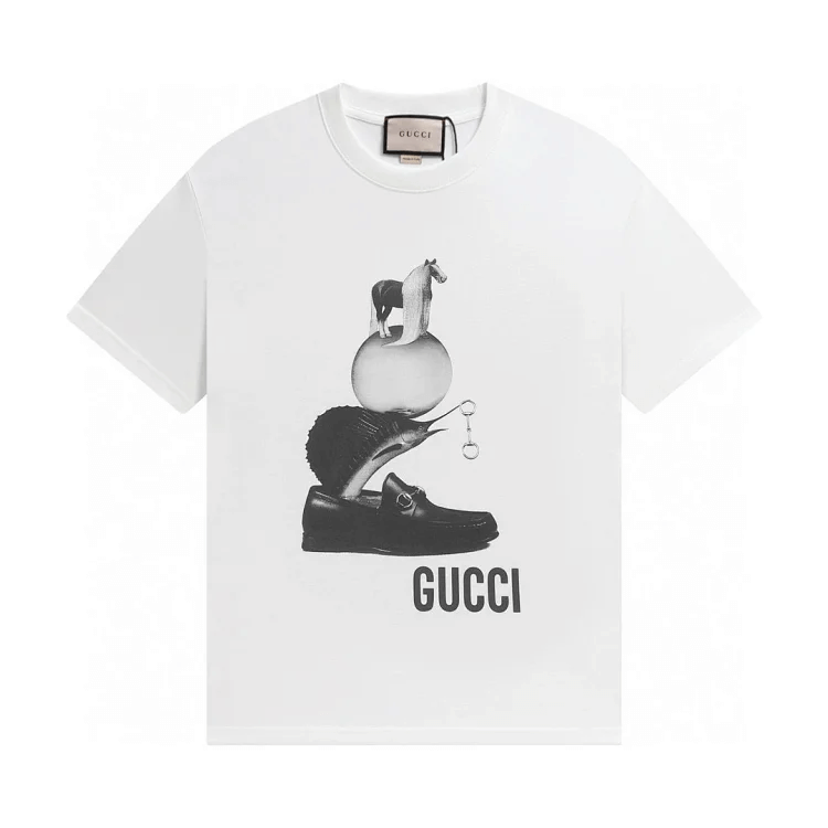 GUCCI Artistic Print T-Shirt White T-Shirts