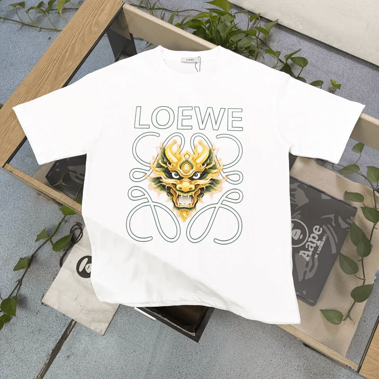 LOEWE Dragon Graphic T-Shirt White T-Shirts