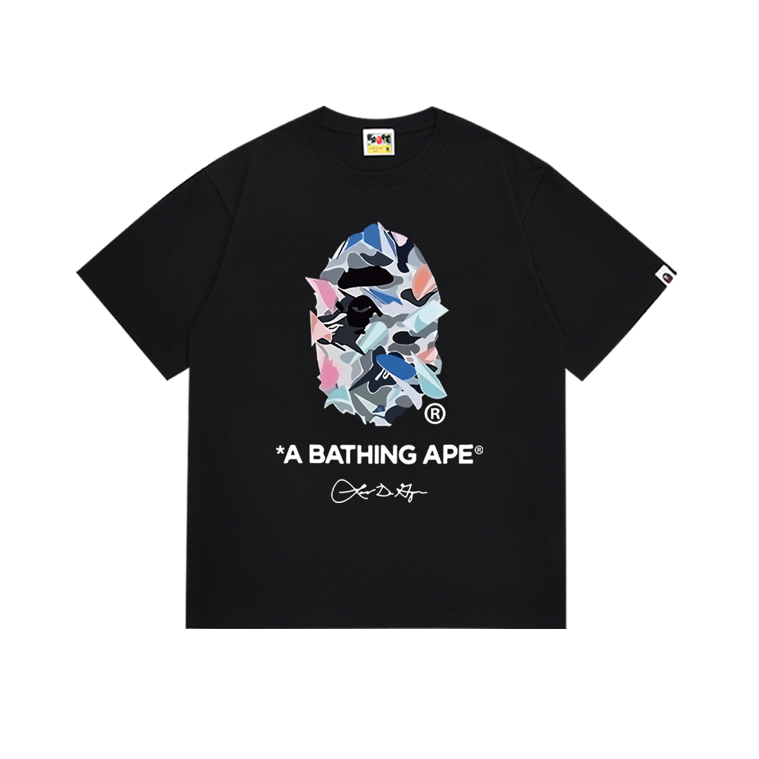 A Bathing Ape Camo Ape Head Graphic Tee Black