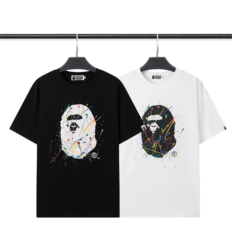 A Bathing Ape Color Splash Ape Head Tee Black/White