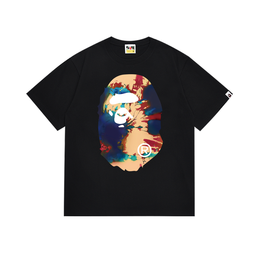 A Bathing Ape Multi-Color Camo Ape Head Tee Black