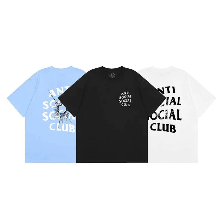 ANTI SOCIAL SOCIAL CLUB 3M reflective LOGO loose unisex short - sleeve T - shirt in black