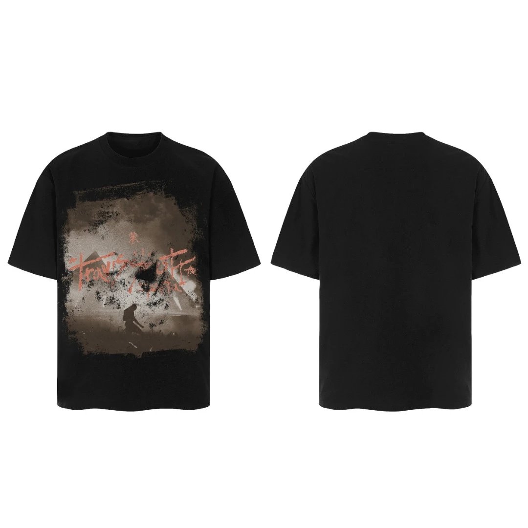 Stussy Black T - Shirt with front small & back large Stussy logo