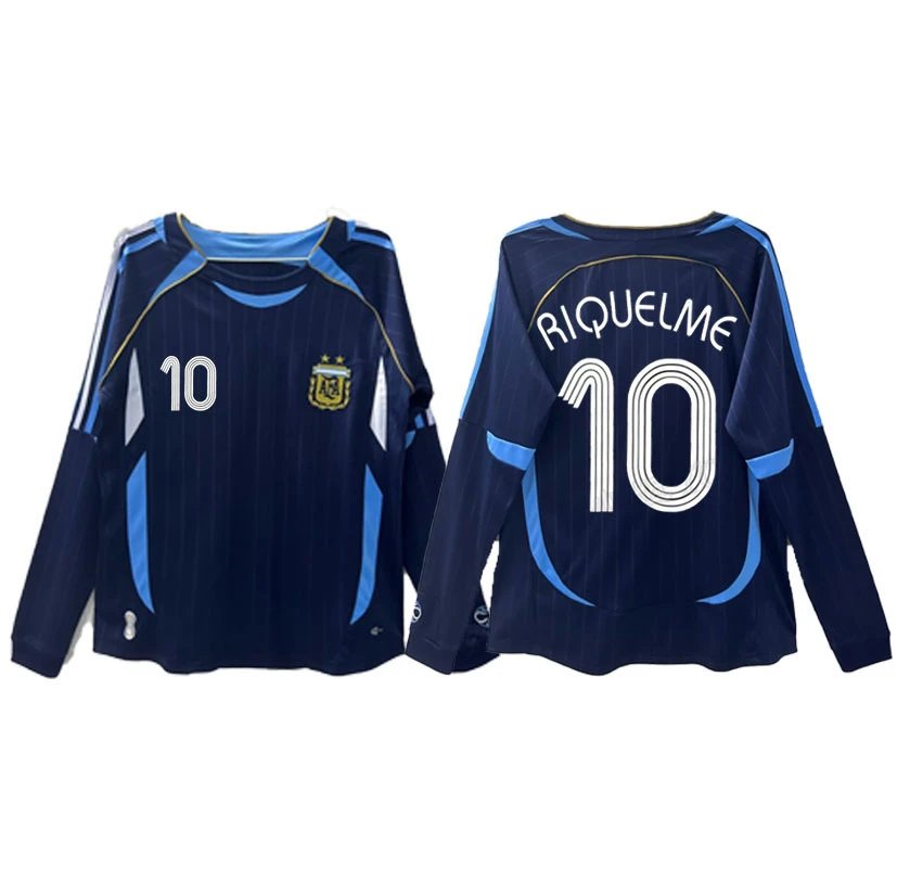 Adidas Argentina National Team Long Sleeve Shirt Riquelme 10 Navy Blue