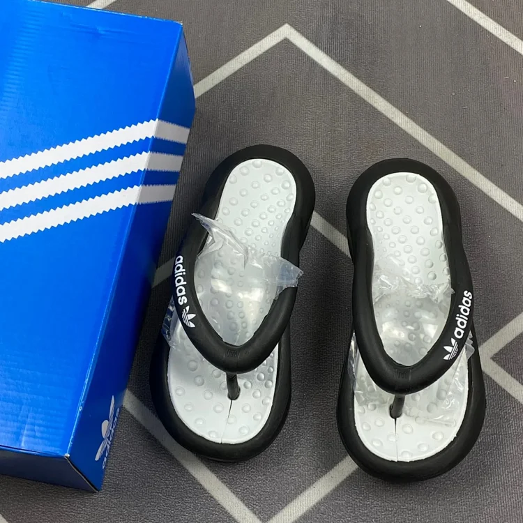 Adidas Flip Flops Black White Shoes