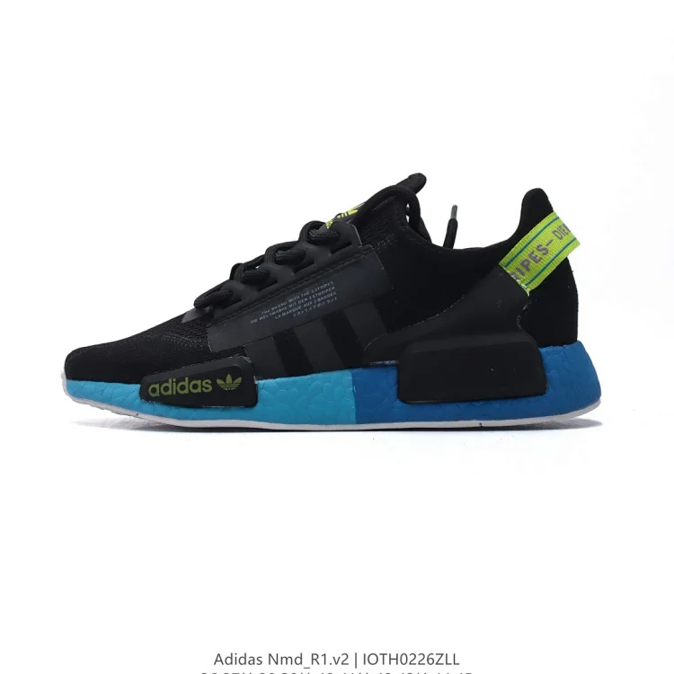 Adidas NMD_R1 v2 Black Green Yellow Shoes