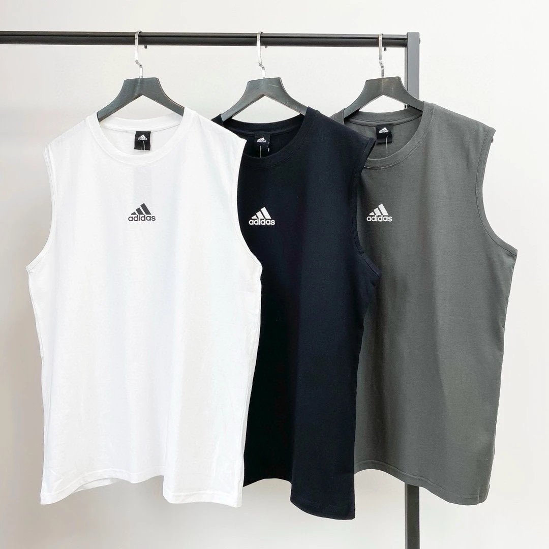 Adidas Sleeveless Training Tee White, Black, Gray