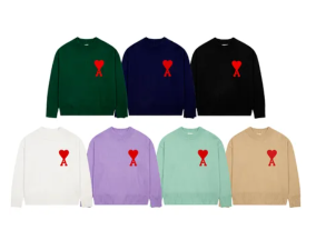 AMI Paris Heart Logo Sweater Hoodies