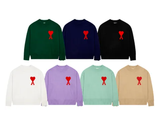 AMI Paris Heart Logo Sweater Hoodies