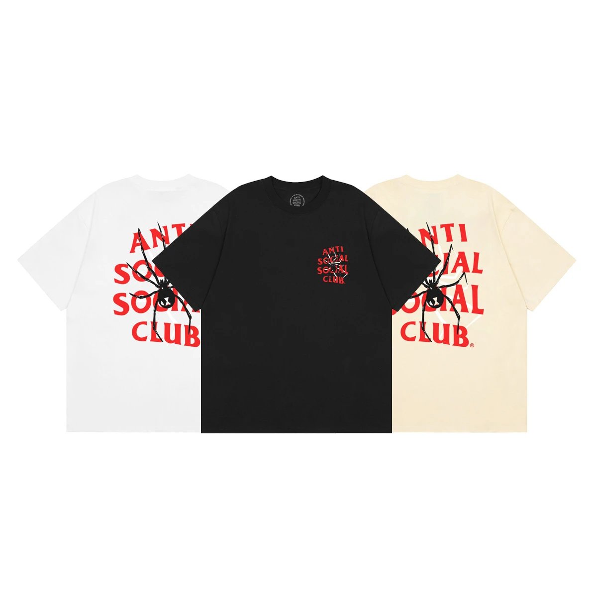 Anti Social Social Club Spider Logo Tee - Black, White, Cream
