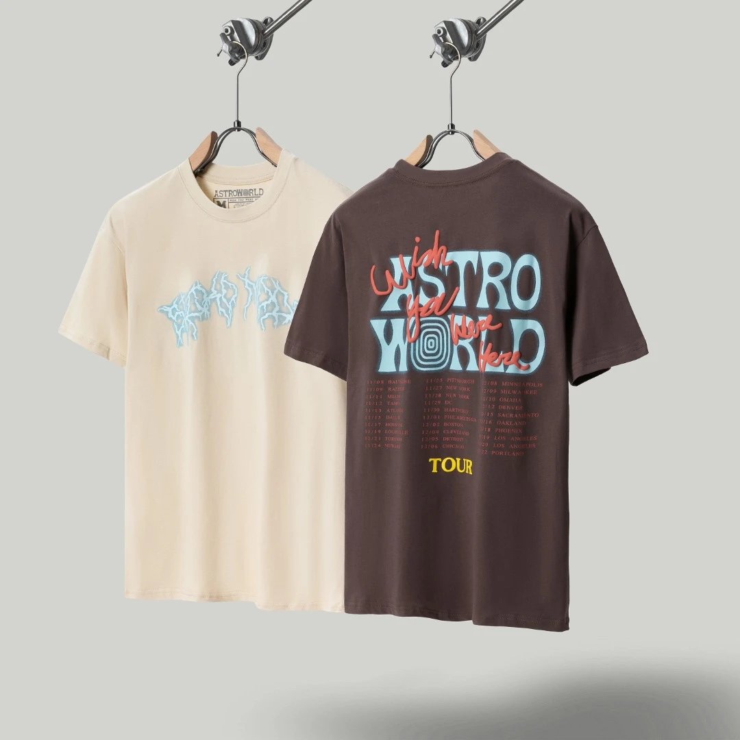 Astroworld Wish You Were Here Tour Tee - Beige & Brown