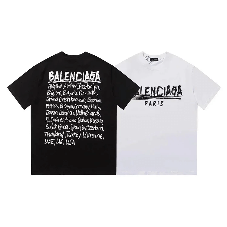 Balenciaga City List T-Shirt Black White