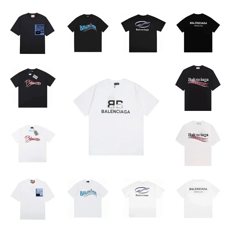 Balenciaga Graphic T-Shirts - Black & White