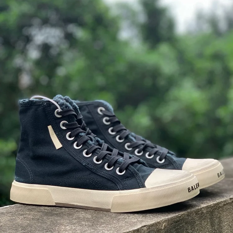 Balenciaga High-Top Canvas Sneakers Black Shoes