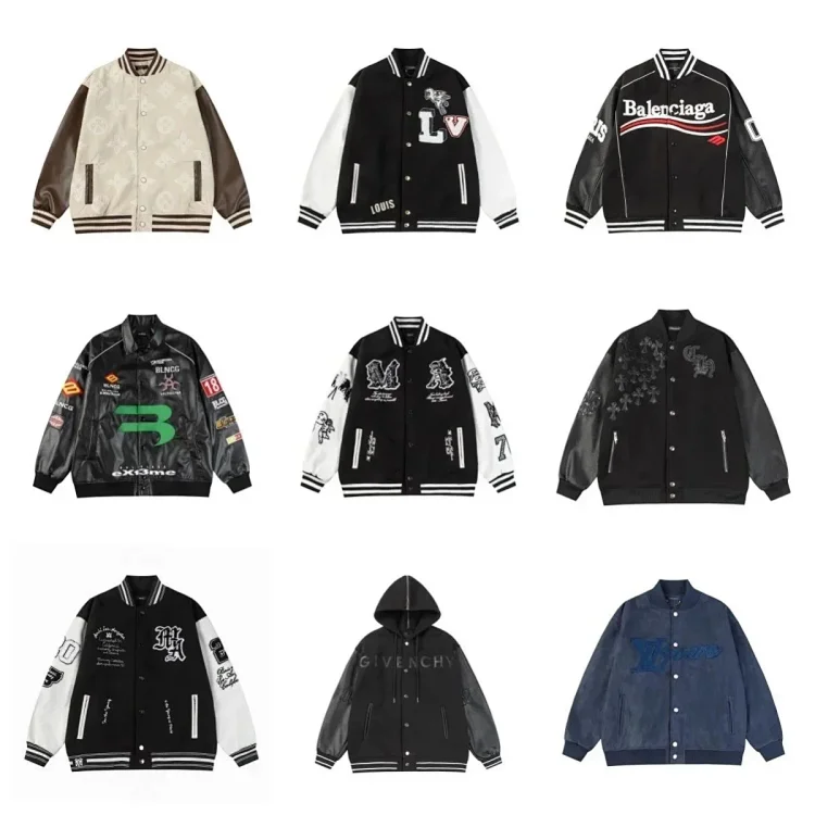 Balenciaga, Louis Vuitton, Givenchy Varsity Jackets Black, Brown, Blue Jackets