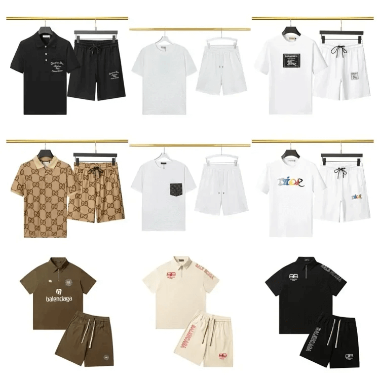 Balenciaga Polo Shirt and Shorts Set Black Gucci Polo Shirt and Shorts Set Beige Dior Polo Shirt and Shorts Set White