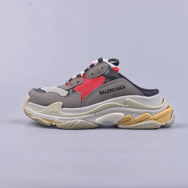 Balenciaga Triple S Sneaker Mule Grey Red Black Shoes