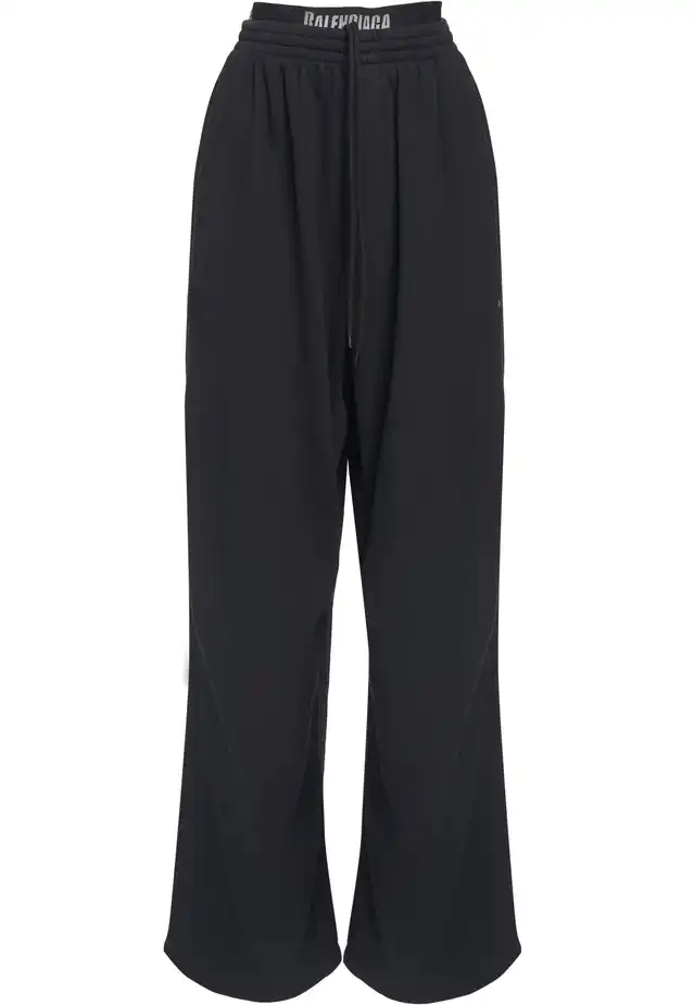 Balenciaga Wide-Leg Track Pants Black Pants