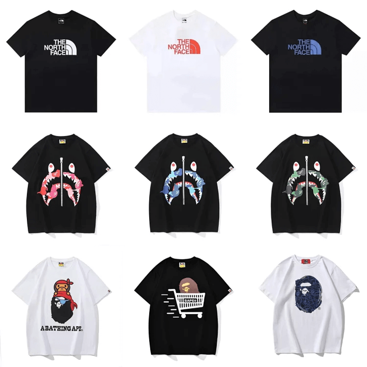 BAPE ABC Camo Shark Tee, black/blue, graphic-print cotton T-shirt