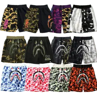 Bape Shark Camo Shorts - Green Camouflage - Pants