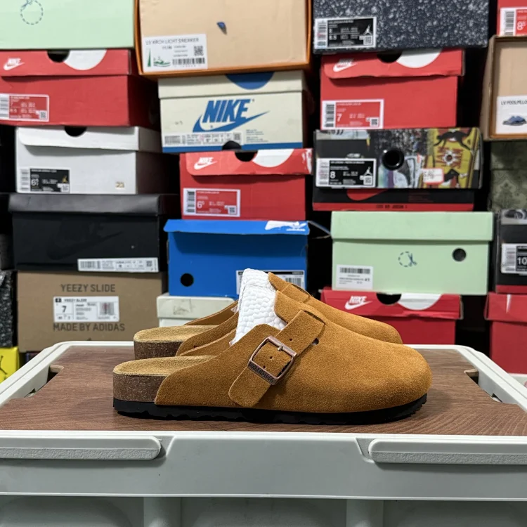 Birkenstock Boston Suede Leather Clogs Brown Shoes