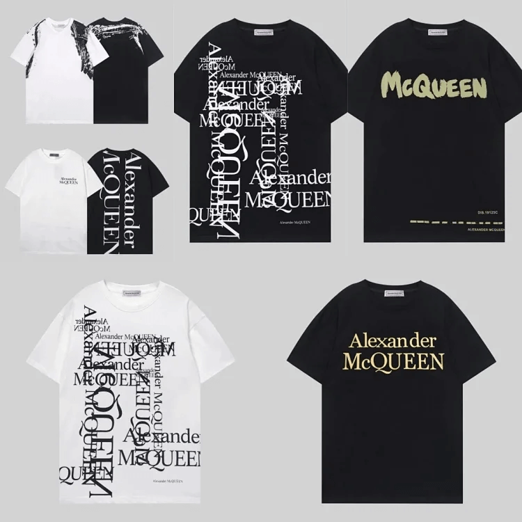 Black Alexander McQueen logo print cotton T-shirt, men's size L