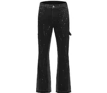 Black Splatter Paint Flared Pants - Pants