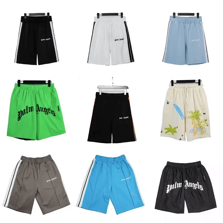 Black-white track shorts, Palm Angels logo