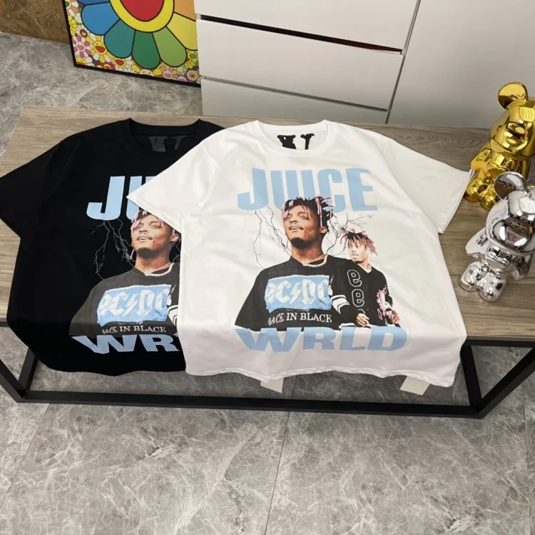 A BATHING APE JUICE WORLD x AC/DC BACK IN BLACK Graphic Print T-Shirt