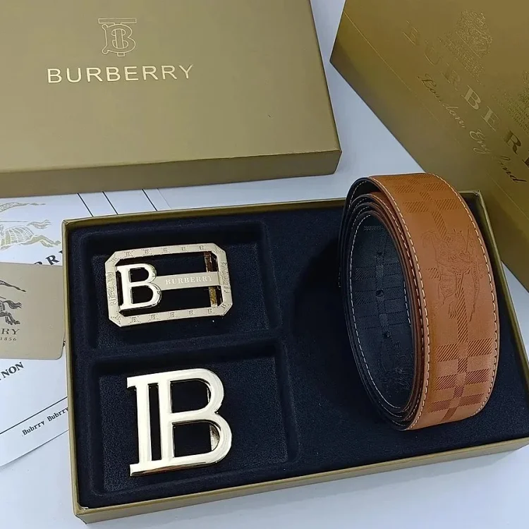 Burberry Leather Belt Set Brown Mise