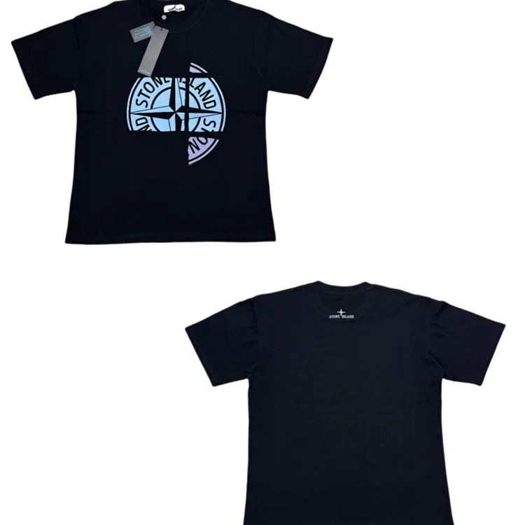 Black Stone Island Junior Print Logo T-Shirt