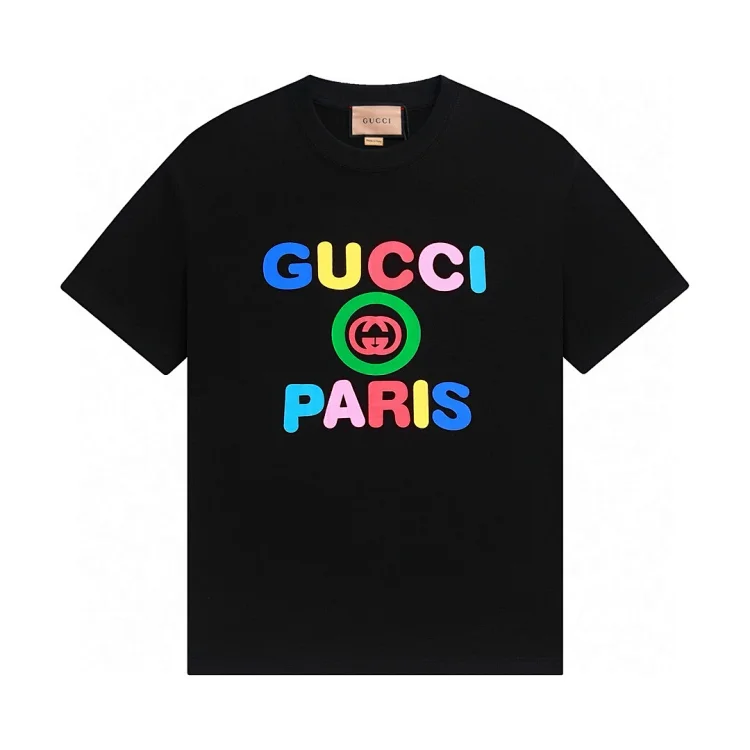 Colorful Double G Graffiti Print Short-Sleeve T-Shirt by GUCCI