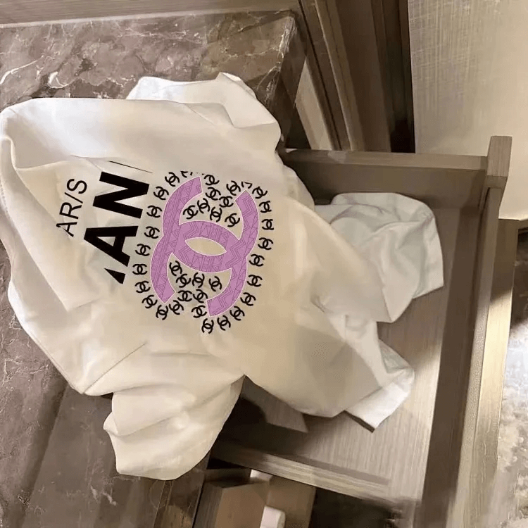 Chanel T-Shirt White with Purple Logo