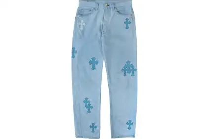 Chrome Hearts Cross Patch Jeans Light Blue Pants
