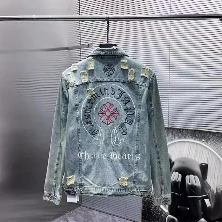 Chrome Hearts Denim Jacket Faded Blue Jackets