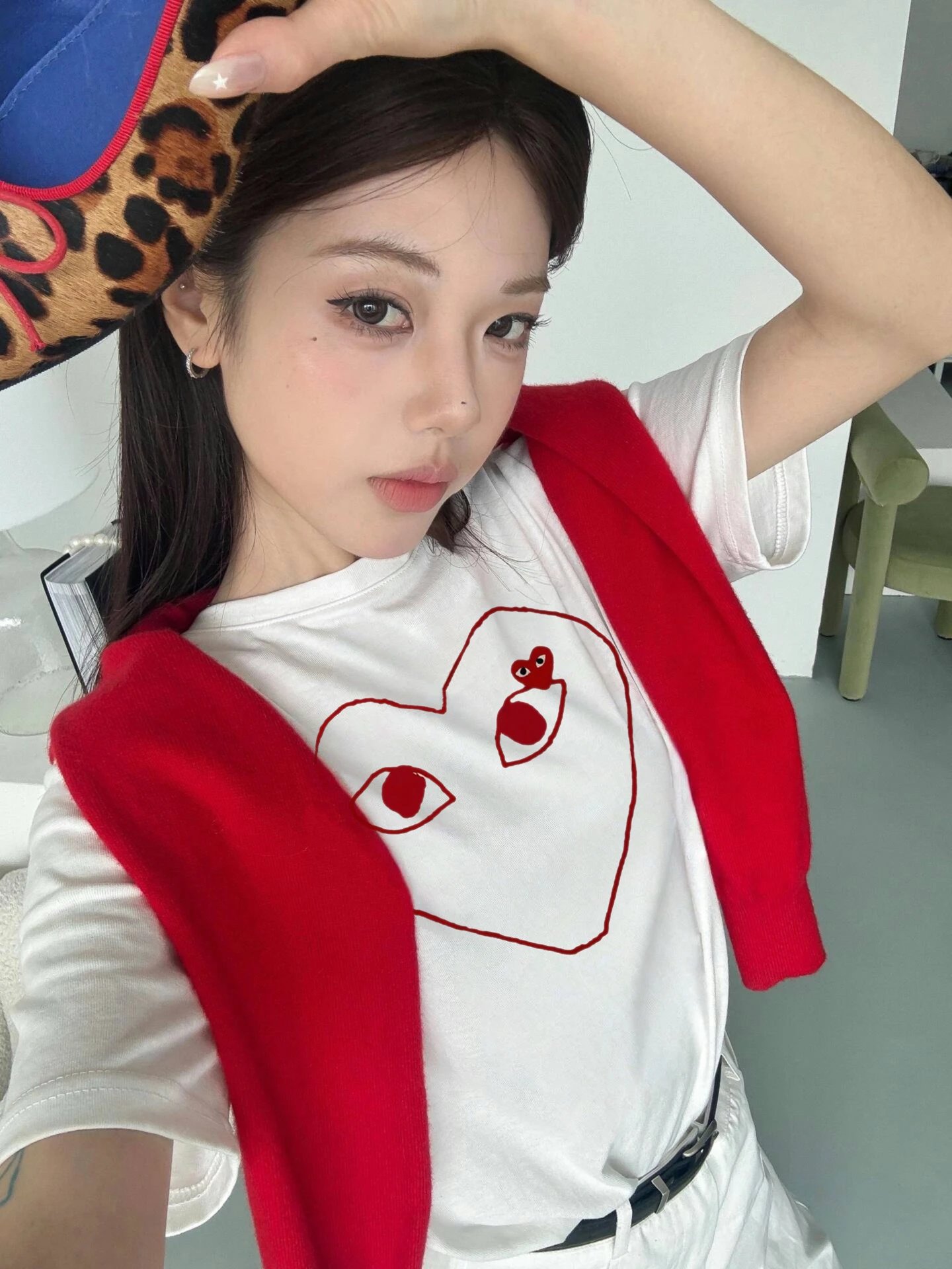 Comme des Garçons PLAY Heart Eyes Graphic T-Shirt White