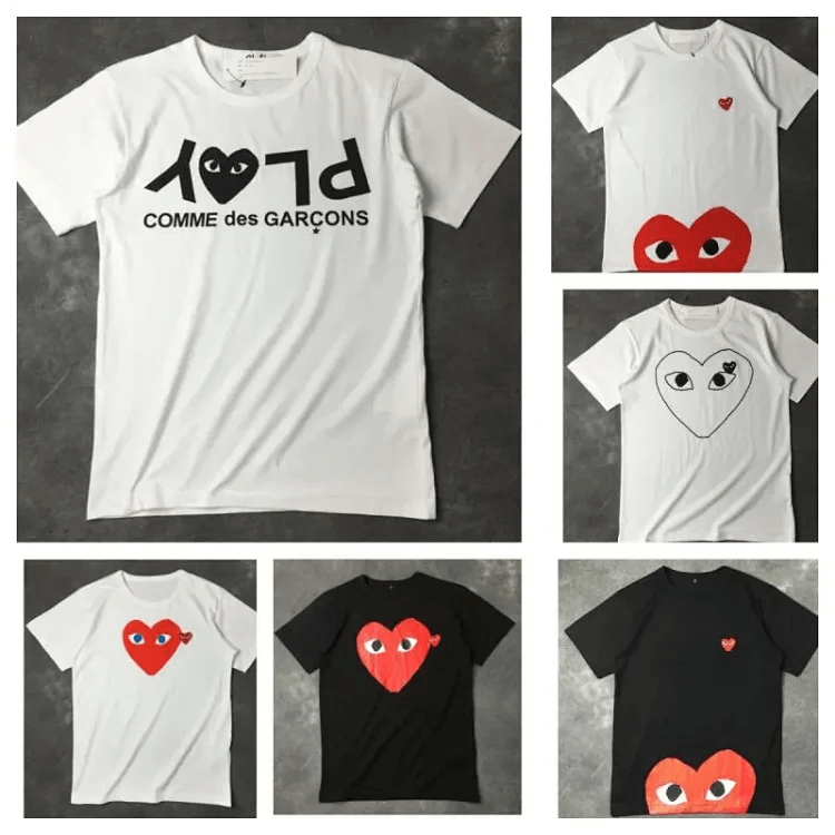 Comme des Garçons PLAY white inverted text logo short sleeve T-shirt