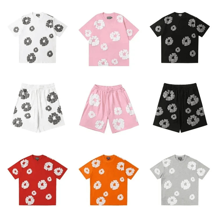 Denim Tears white flower print pink shorts