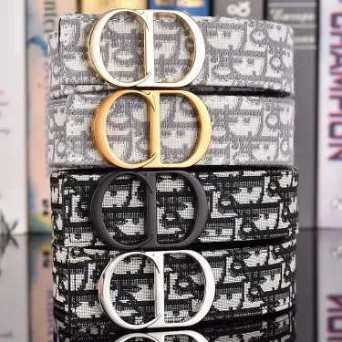 Dior Canvas Belt Gray Black White Mise