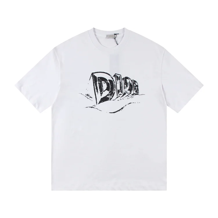 Dior Logo Embroidered T-Shirt Beige