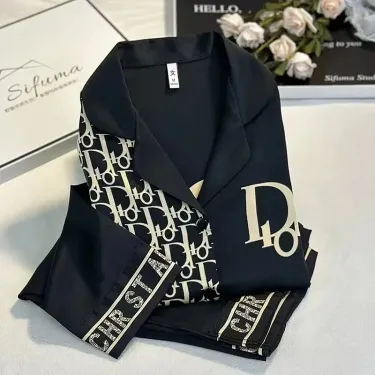 Dior Silk Pajama Set Black Mise