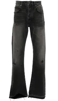 Distressed Flared Jeans Black Pants