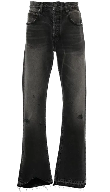 Distressed Flared Jeans Black Pants