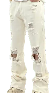 Distressed Ripped Jeans Off-White Pants