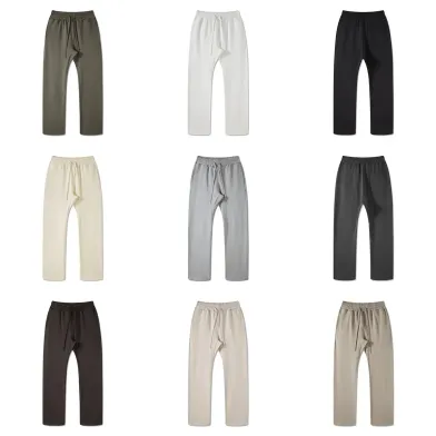 Elastic Waist Pants Beige Pants