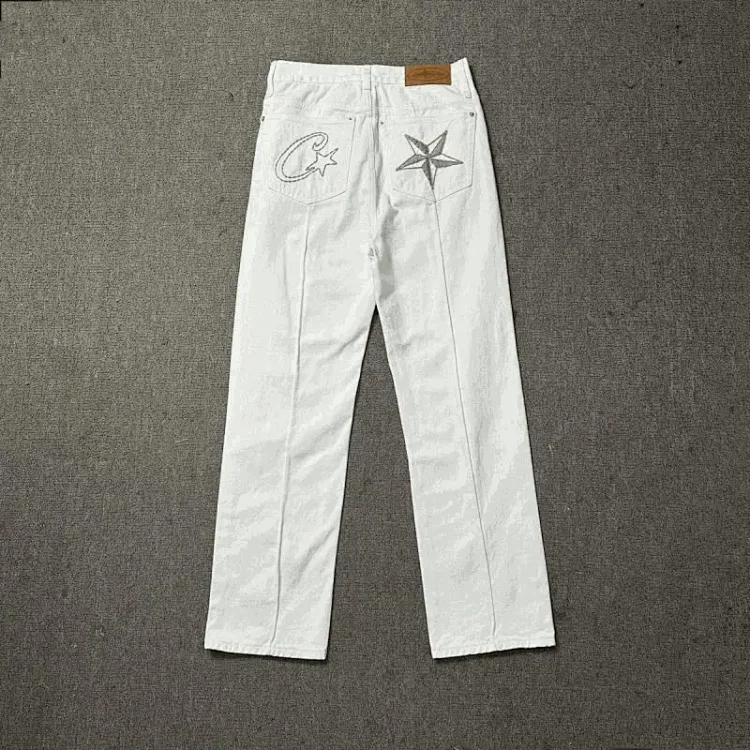 Embroidered Star and C Logo White Pants